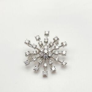 Sterling Silver Brooch Pin with clear stones possible CZ
